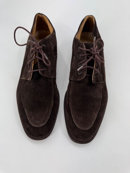 Vintage Cable & Co Hugo Chuckla Italy Brown Suede Leather Mens Lace-Up Dress Sho